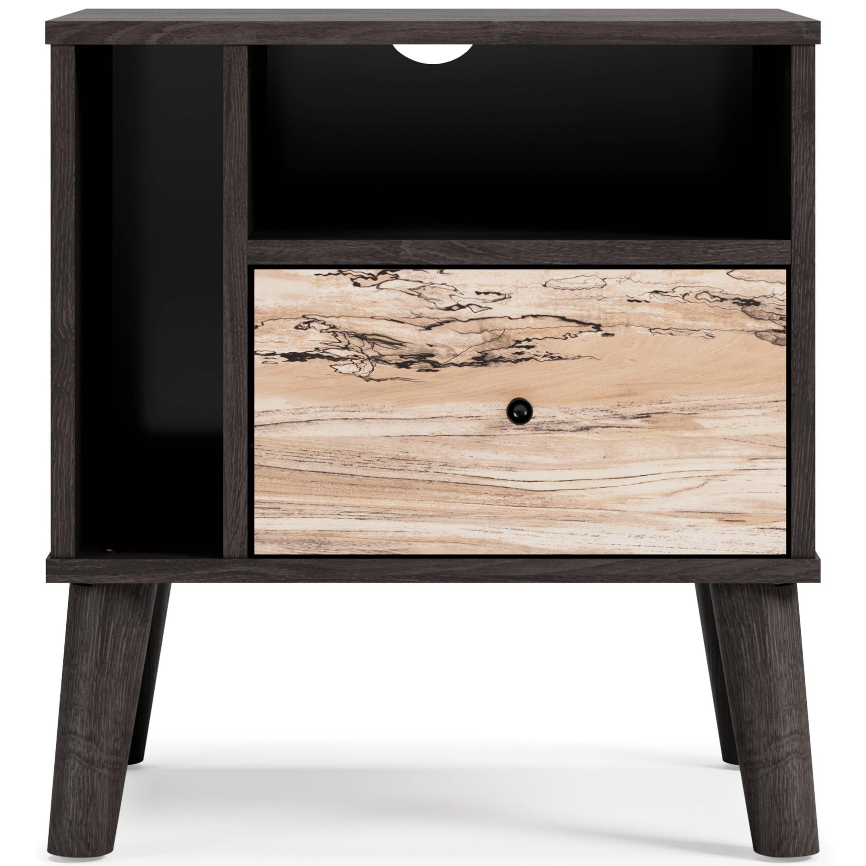 Piperton Two-tone Brown/Black Nightstand - Ella Furniture