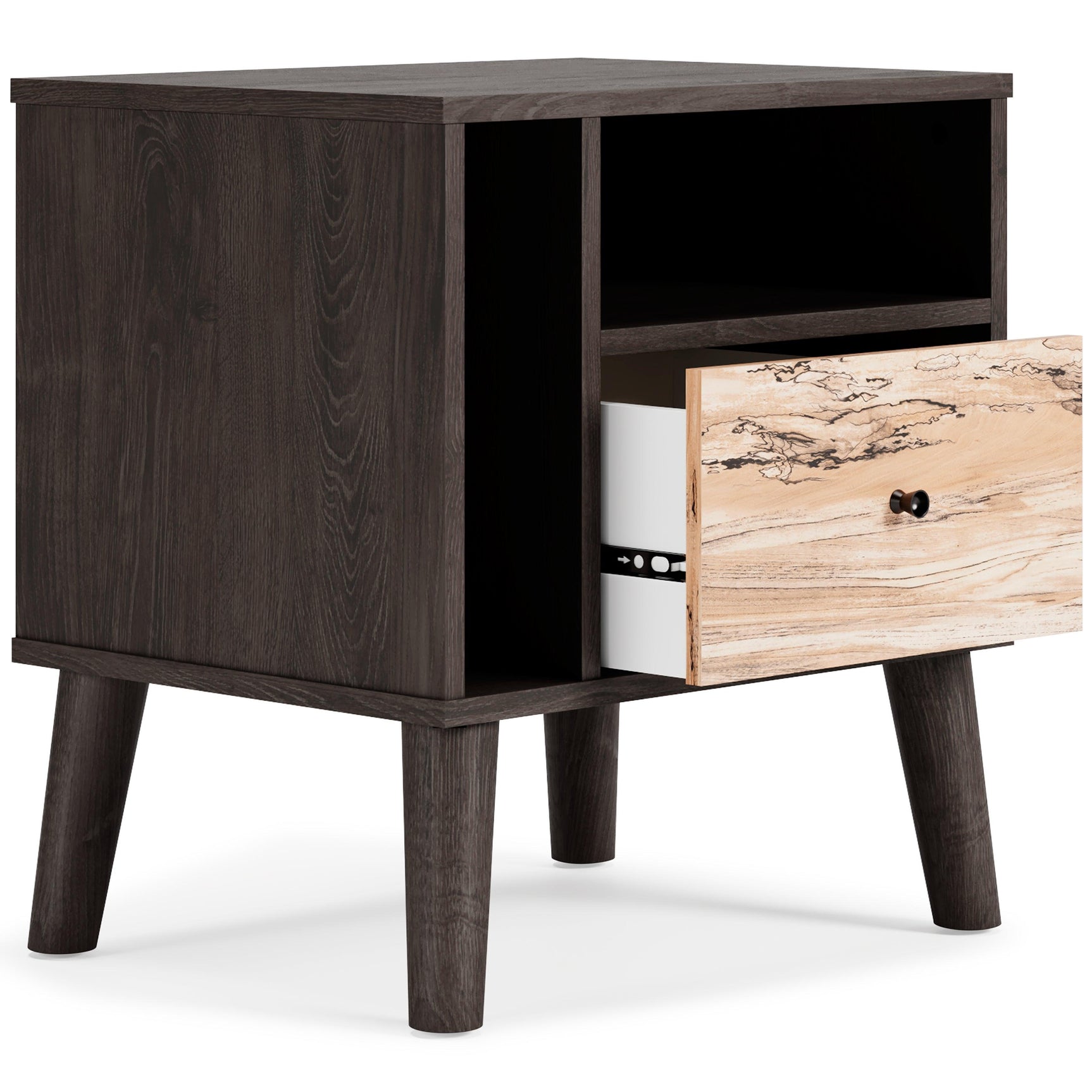 Piperton Two-tone Brown/Black Nightstand - Ella Furniture
