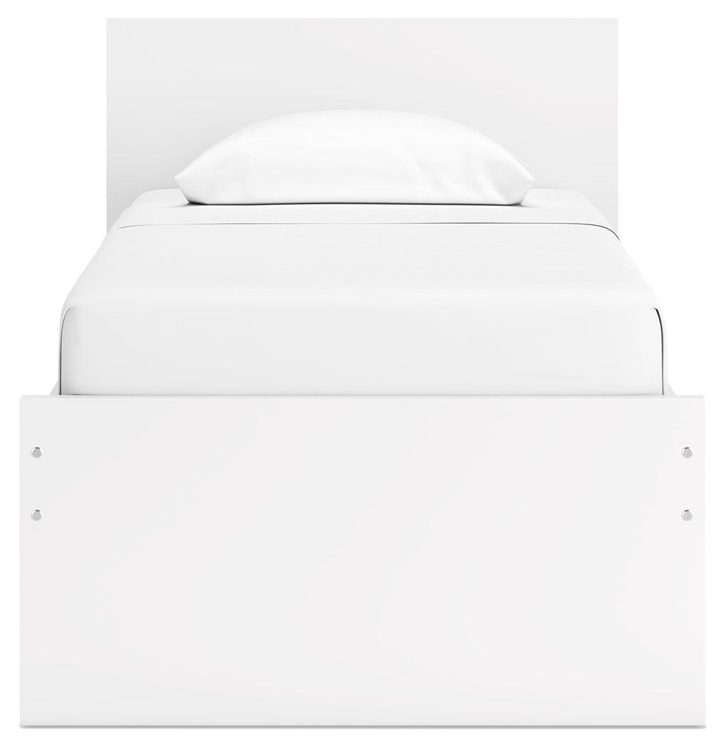 Onita White Twin Panel Platform Bed With 1 Side Storage