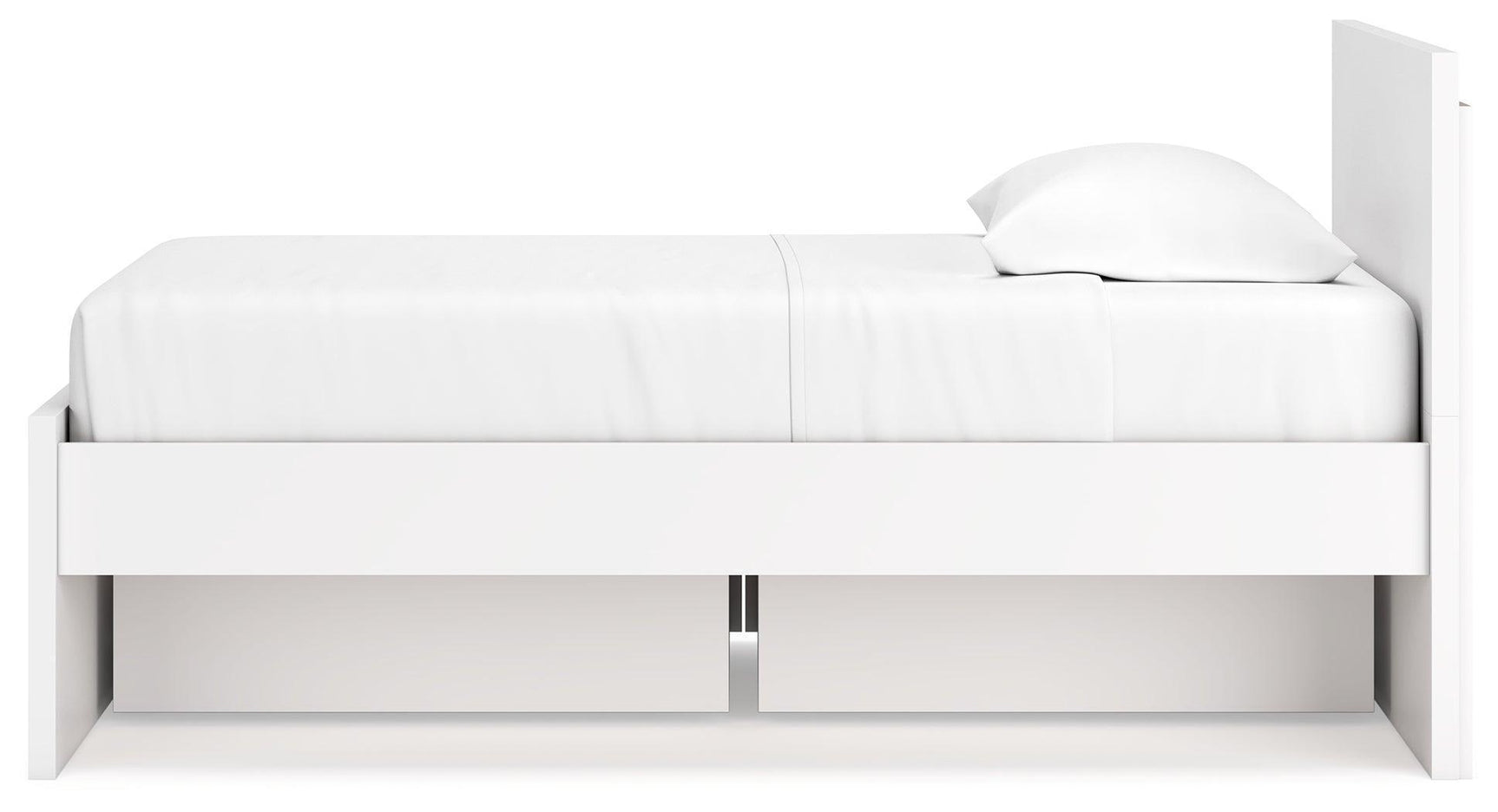 Onita White Twin Panel Platform Bed With 1 Side Storage