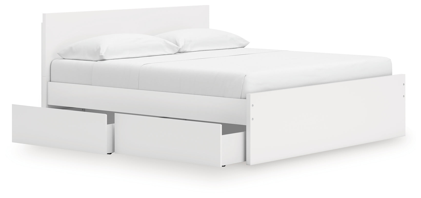 Onita White King Panel Platform Bed with Storage