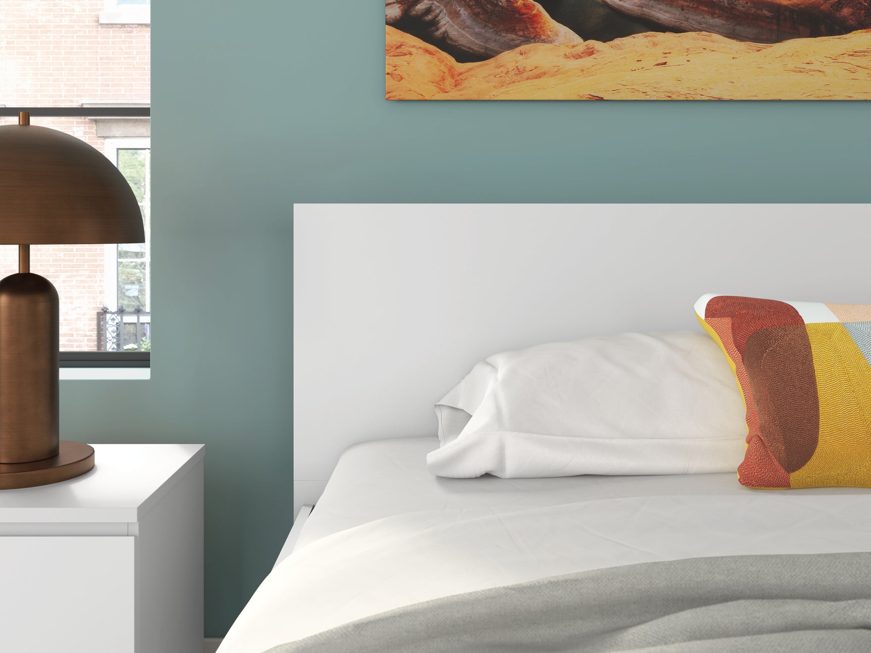 Onita White King Panel Platform Bed with Storage