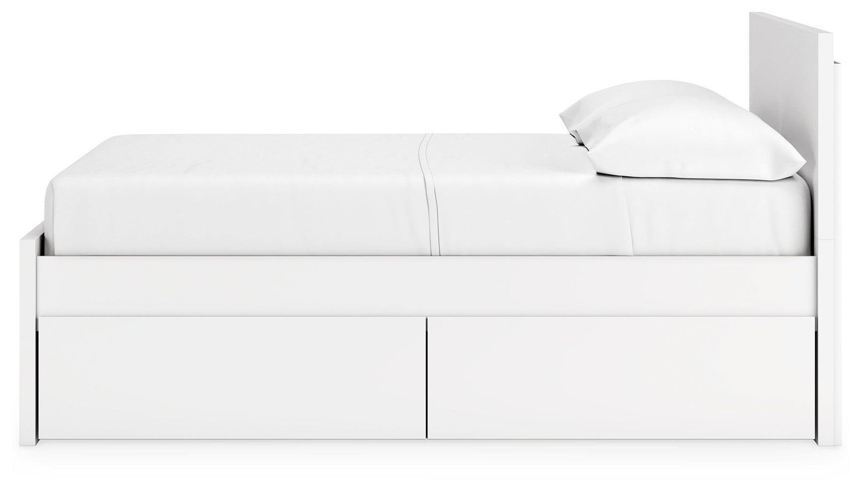 Onita White Full Panel Platform Bed with 2 Side Storage
