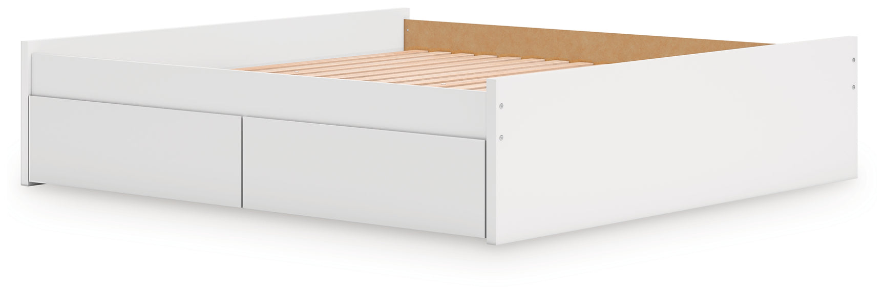 Onita White King Platform Bed with 1 Side Storage