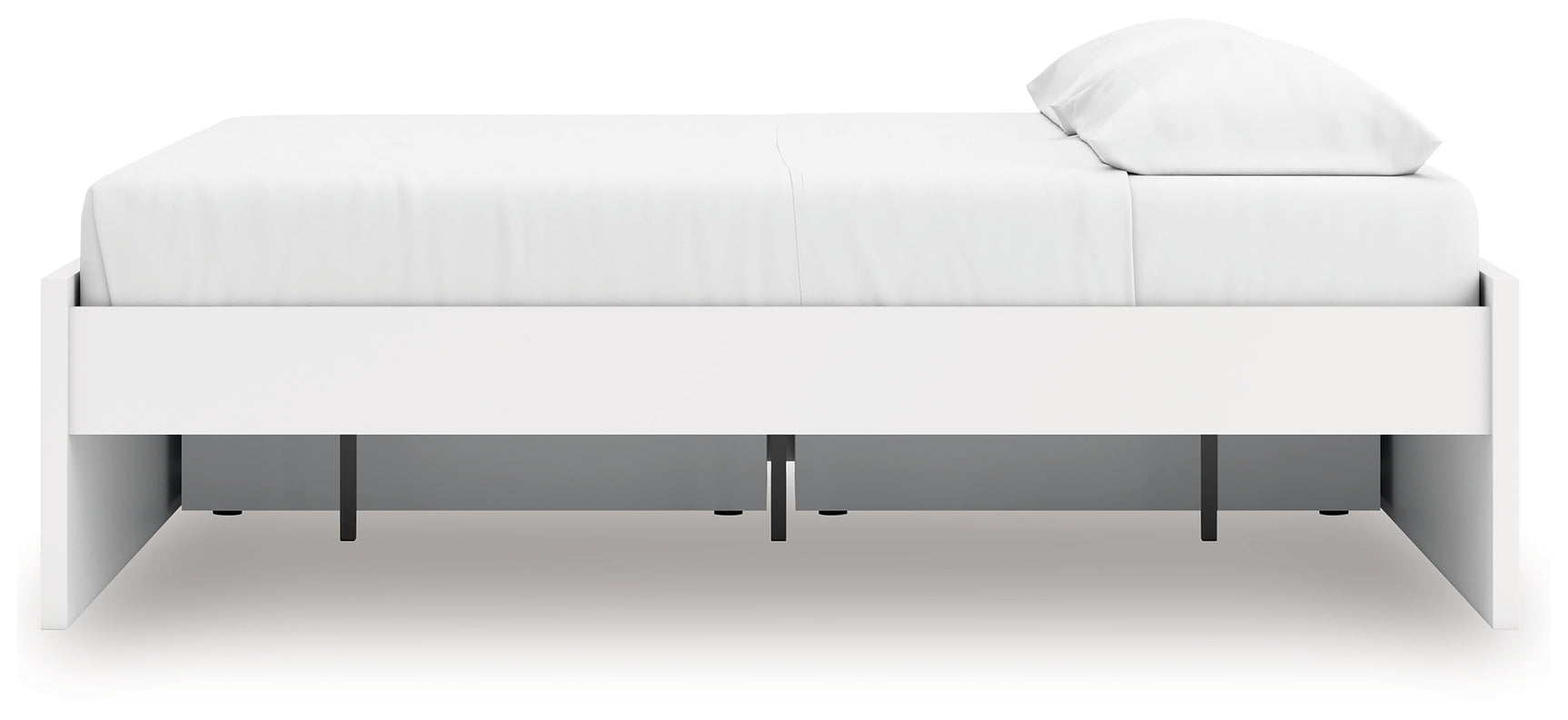 Onita White King Platform Bed with 1 Side Storage