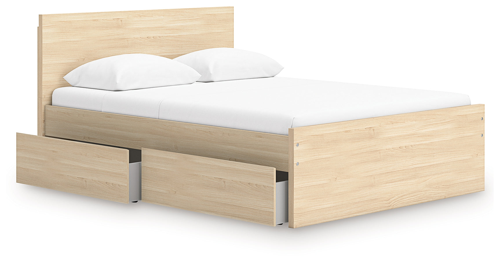 Onita Natural Queen Panel Platform Bed with 1 Side Storage