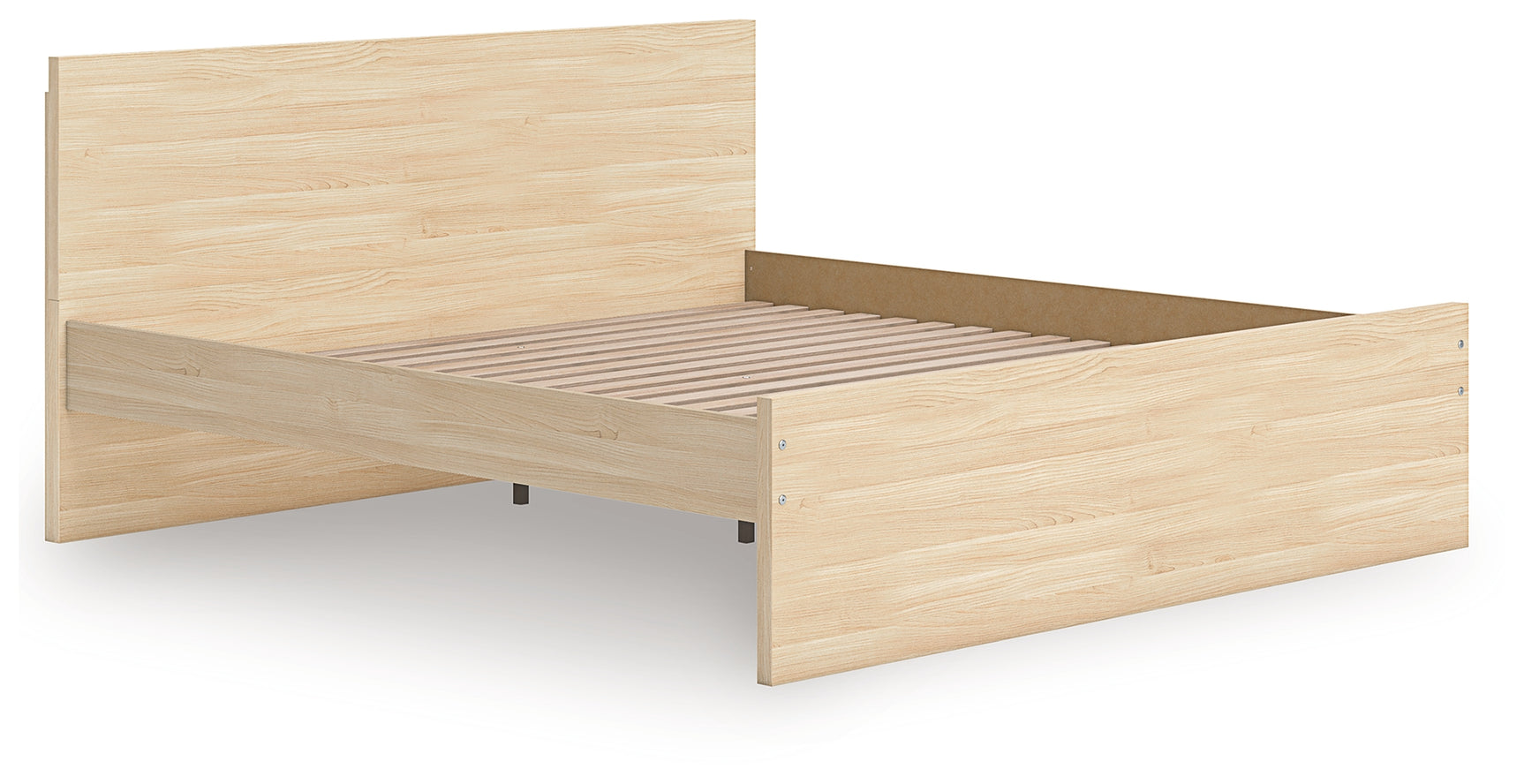 Onita Natural Queen Panel Platform Bed with 2 Side Storage