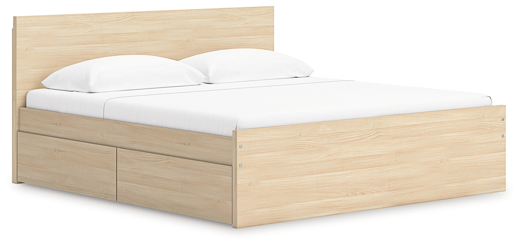 Onita Natural King Panel Platform Bed with Storage