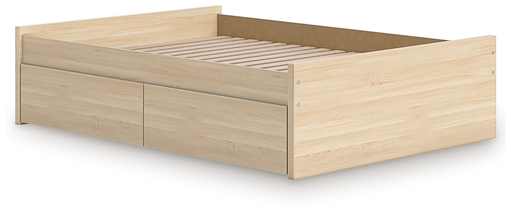 Onita Natural Full Platform Bed with 1 Side Storage
