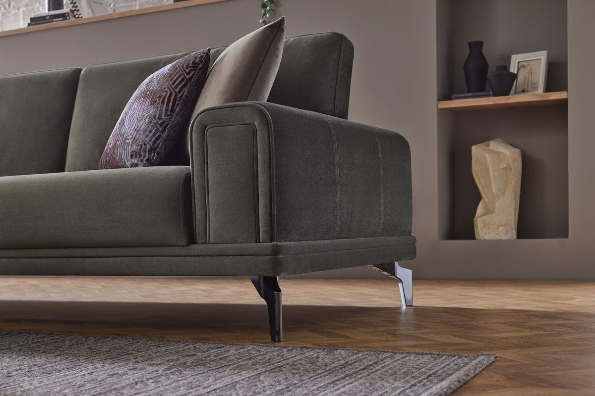 Evora Khaki Green 3-Seater Sofa Bed - Ella Furniture