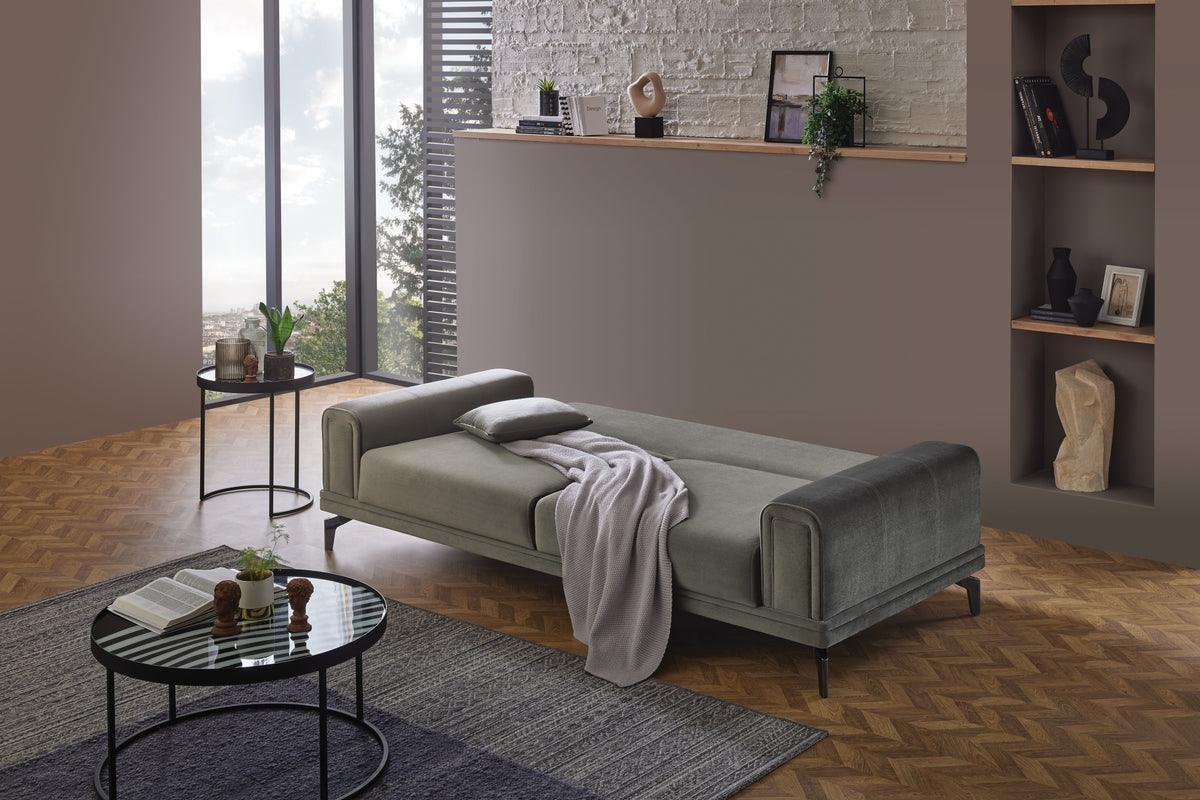 Evora Khaki Green 3-Seater Sofa Bed - Ella Furniture