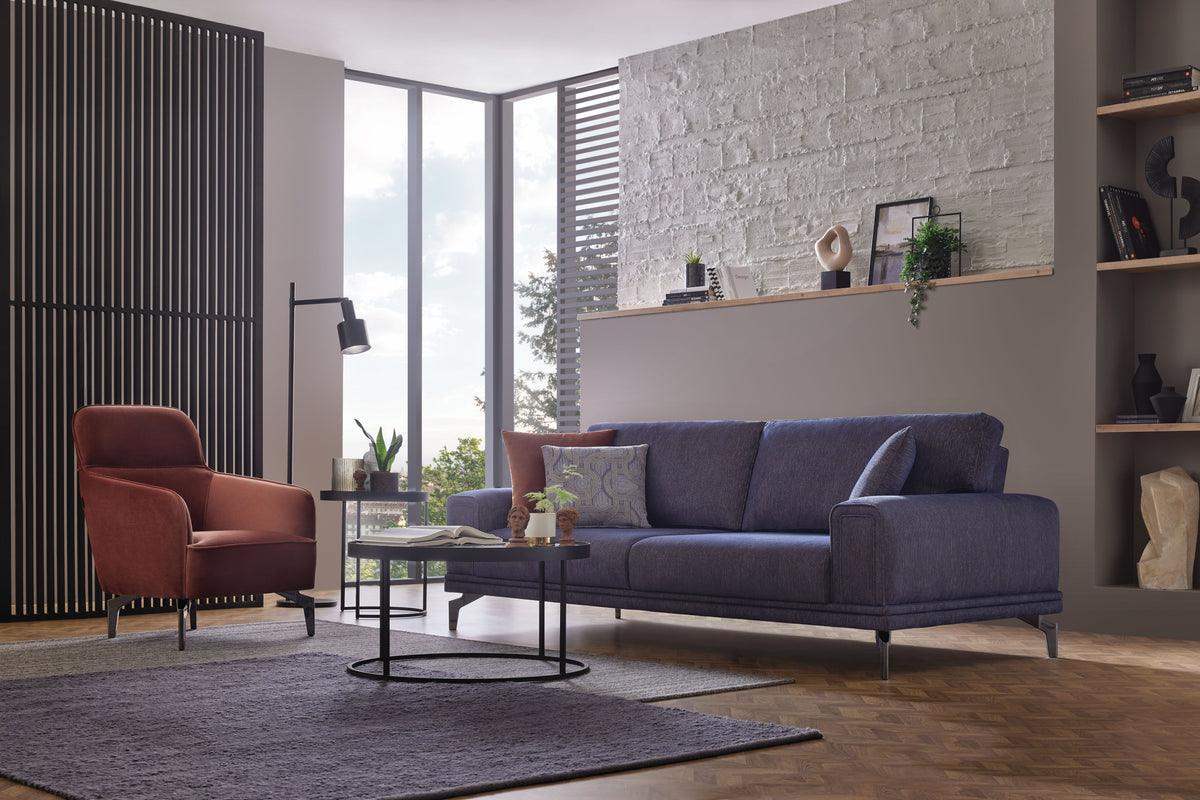 Evora Blue Gray 3-Seater Sofa Bed - Ella Furniture