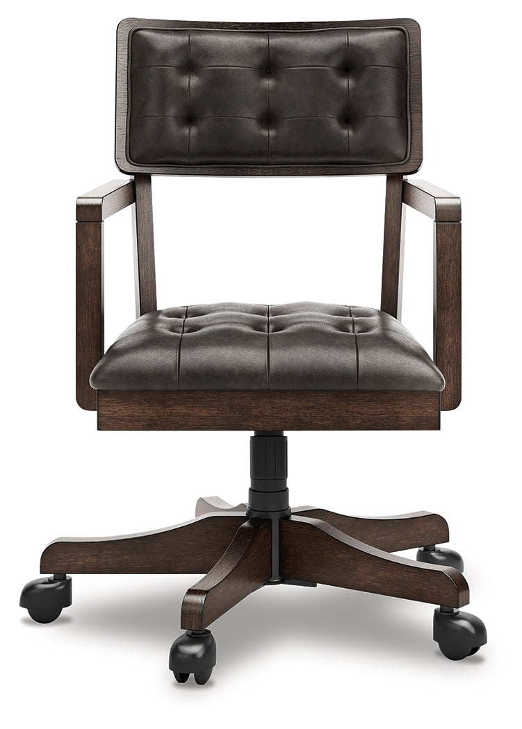Breckington Dark Brown Home Office Desk with Chair and Storage
