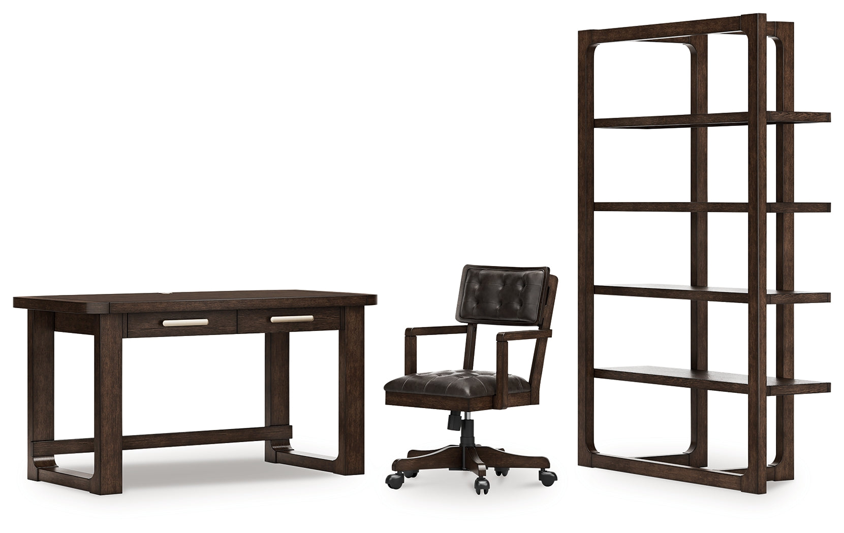 Breckington Dark Brown Home Office Desk with Chair and Storage