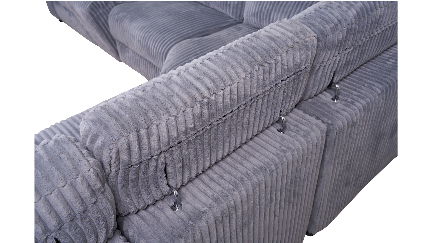Yash Grey Premium Corduroy 6-Piece Reclining Sectional view 9