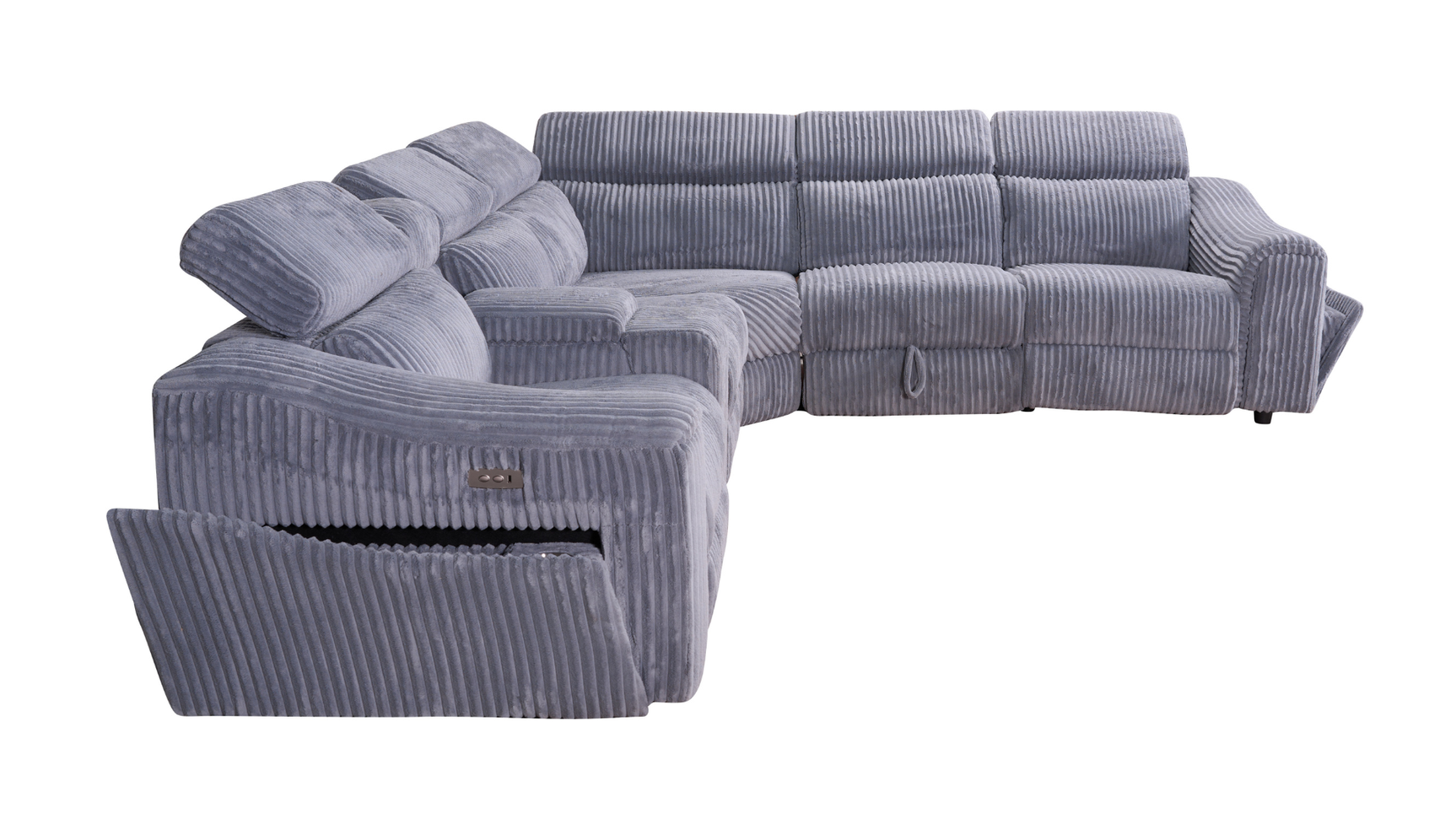 Yash Grey Premium Corduroy 6-Piece Reclining Sectional view 15