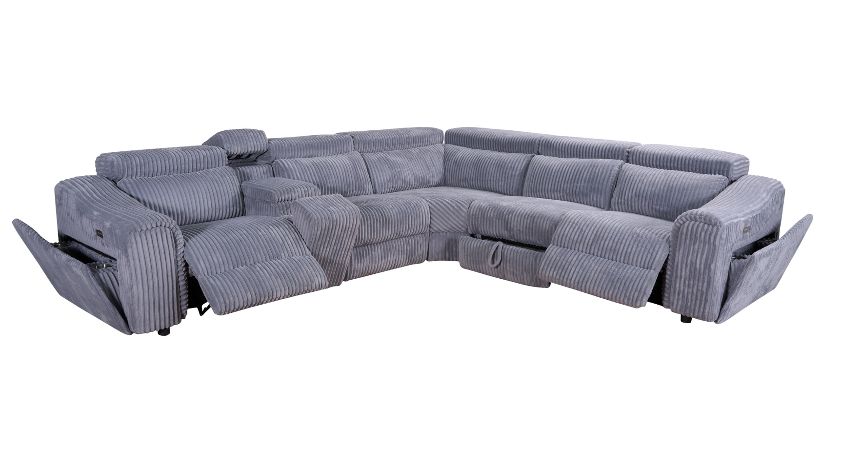 Yash Grey Premium Corduroy 6-Piece Reclining Sectional view 12