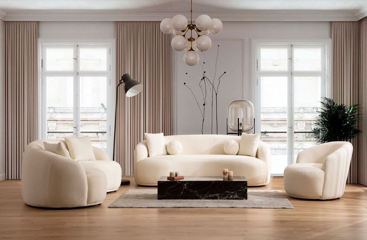 Emily Ivory Boucle Loveseat