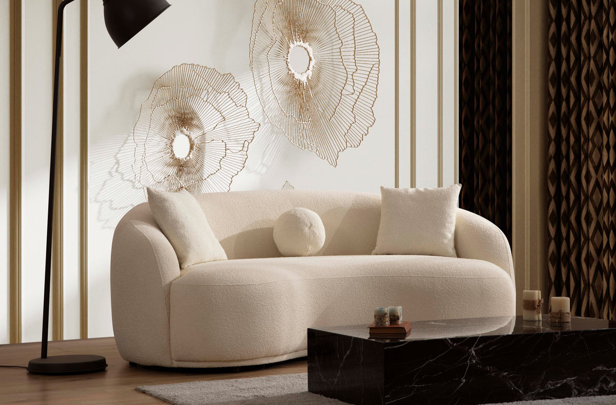 Emily Ivory Boucle Loveseat