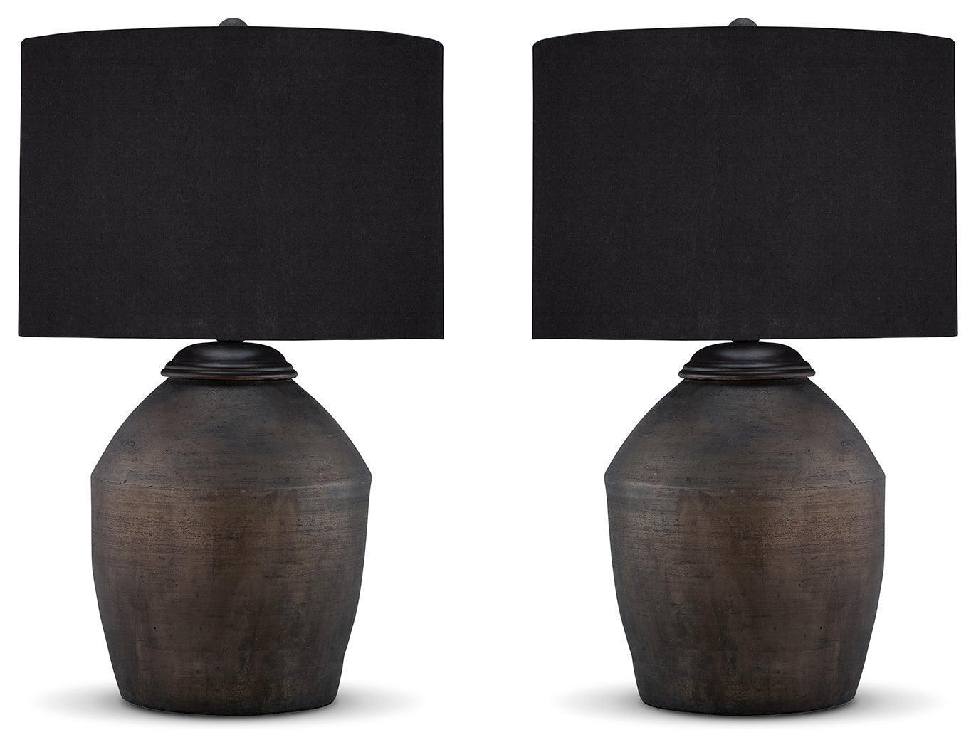 Naareman Metallic Black 2-Piece Table Lamp Set