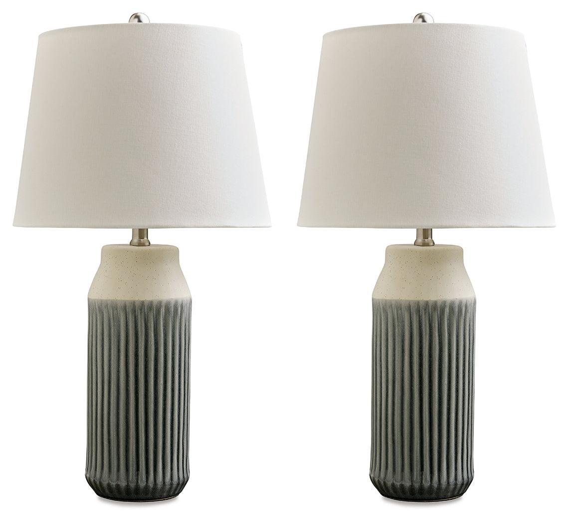 Afener Blue/beige Table Lamp (Set Of 2) - Ella Furniture