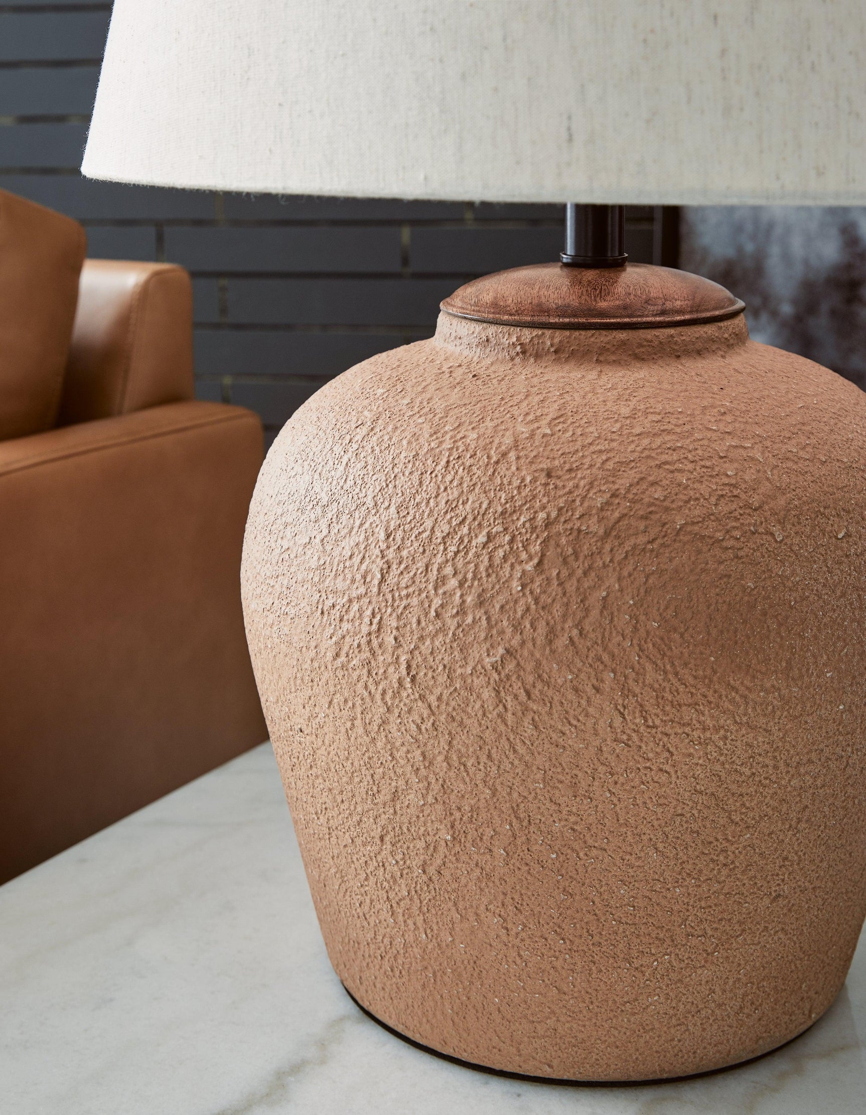Scantor Rust Metal Table Lamp with Empire Shade
