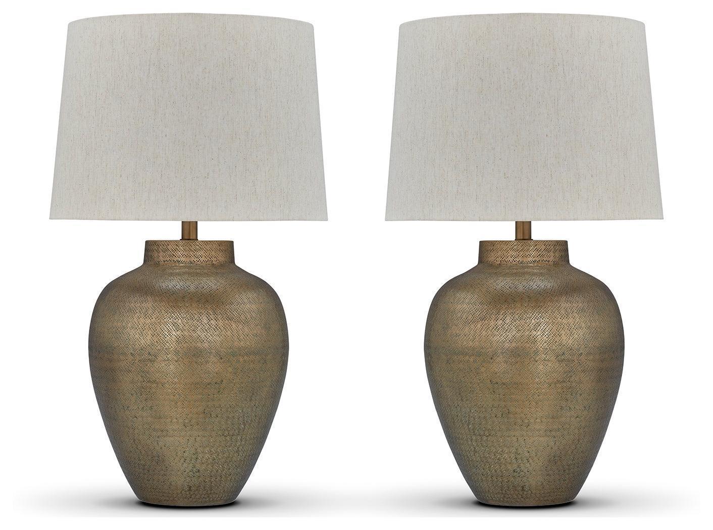 Madney Antique Gold Finish 2-Piece Table Lamp Set