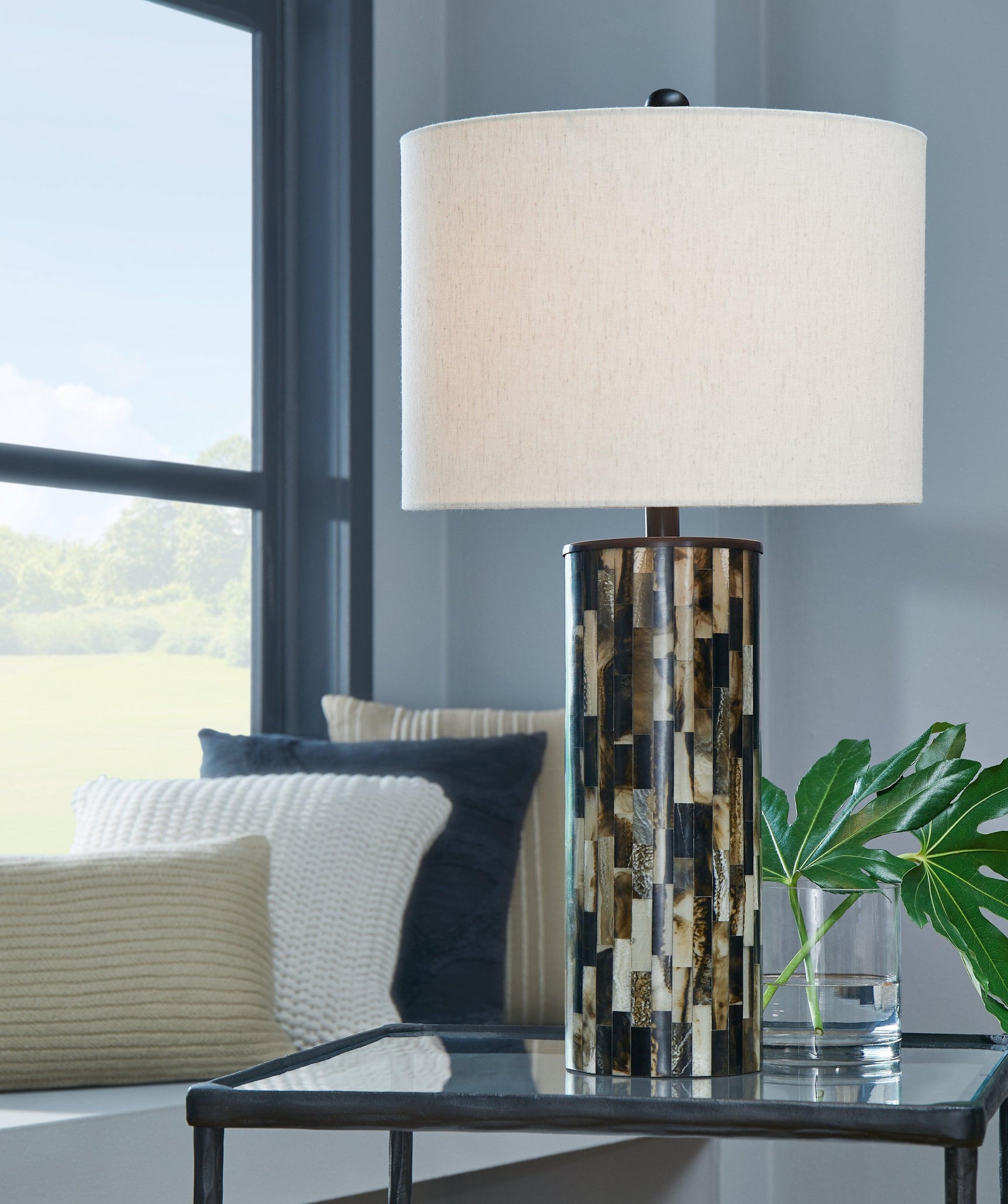 Ellford Black Brown Cream Table Lamp