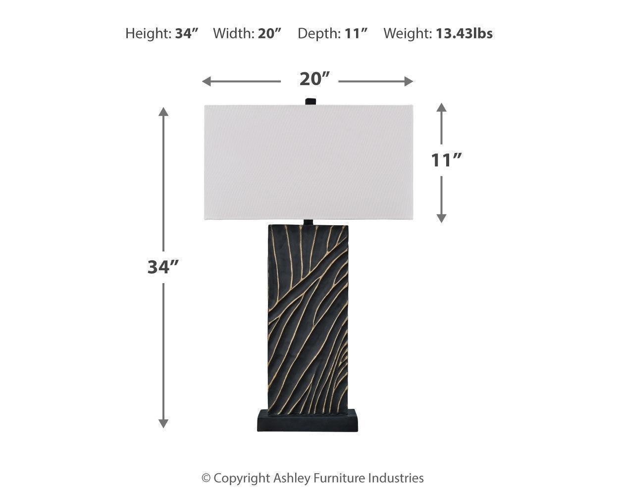 Bartlen Black/Gold Finish 2-Piece Table Lamp Set