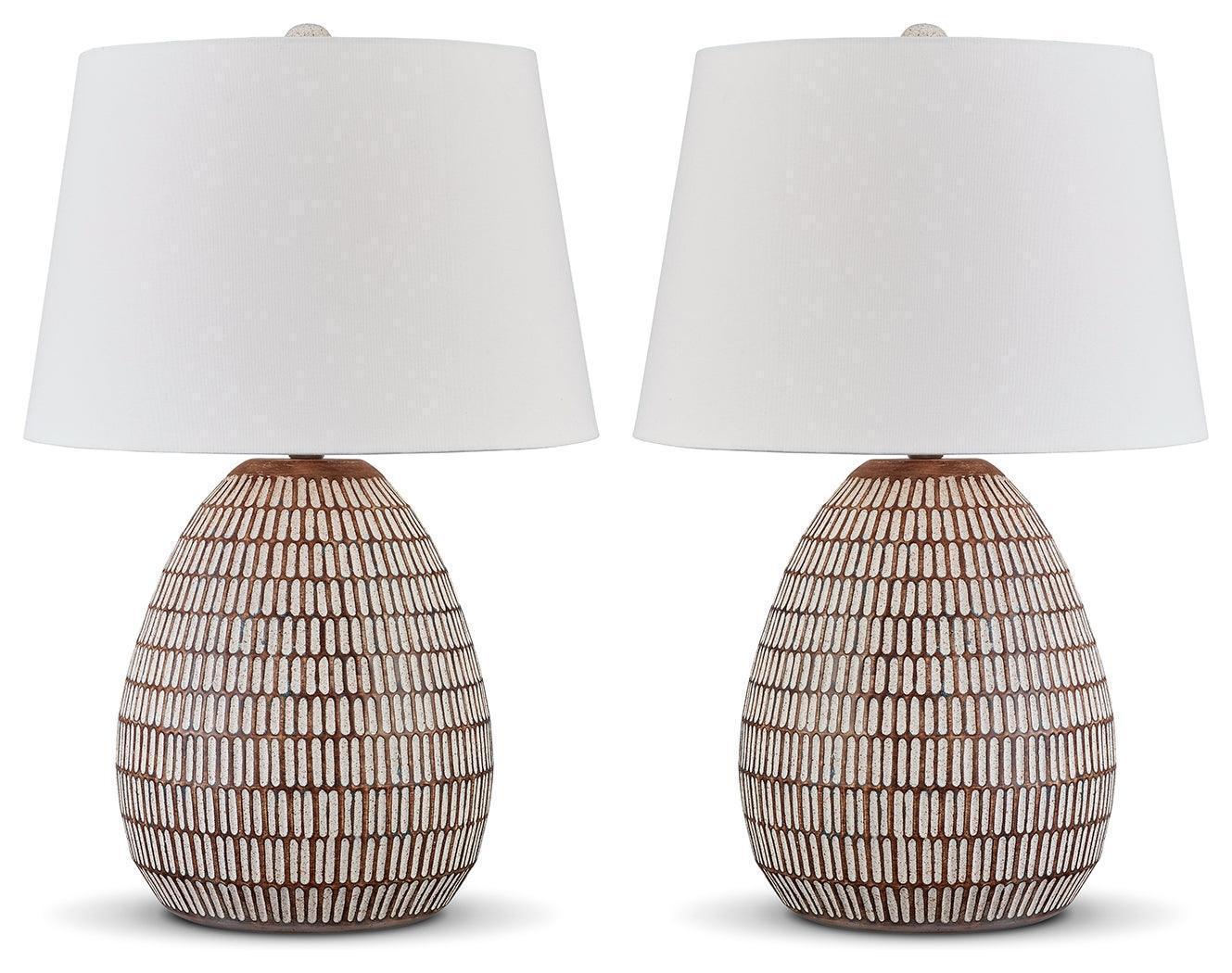 Darrich Beige/White 2-Piece Table Lamp Set