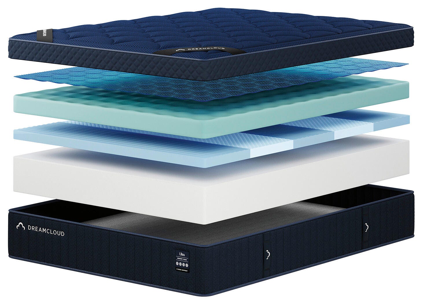 Dreamcloud Ultra Memory Foam Blue Queen Mattress angled view