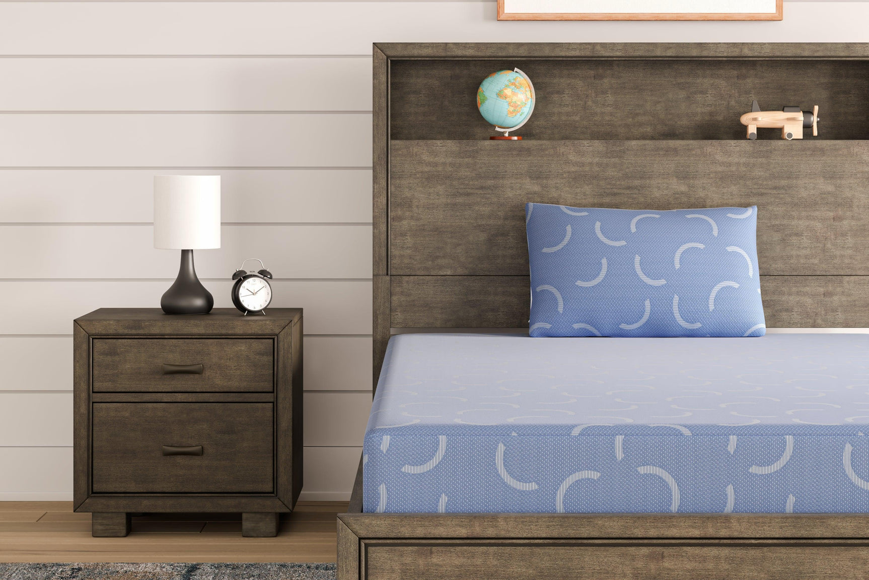 iKidz Ocean Blue Full Memory Foam Mattress with Pillow