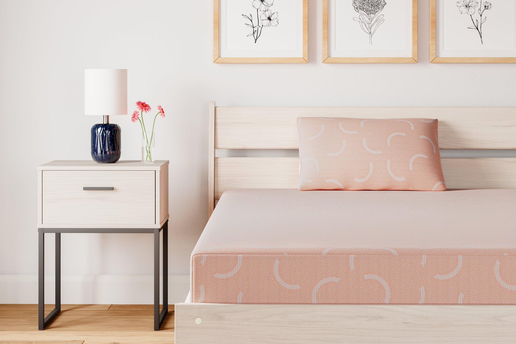 iKidz Coral Twin Memory Foam Mattress with Pillow