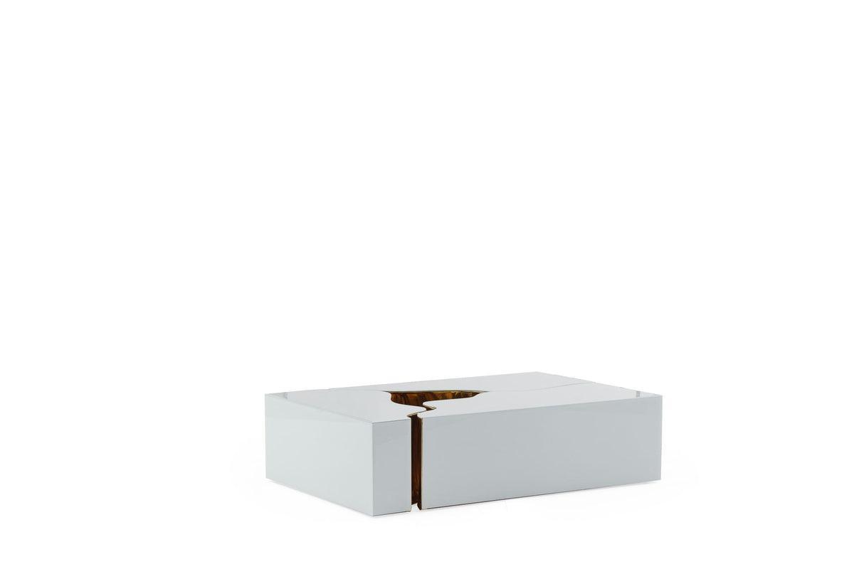 Leah Glass Whitegold 3-Piece Coffee Table - Ella Furniture