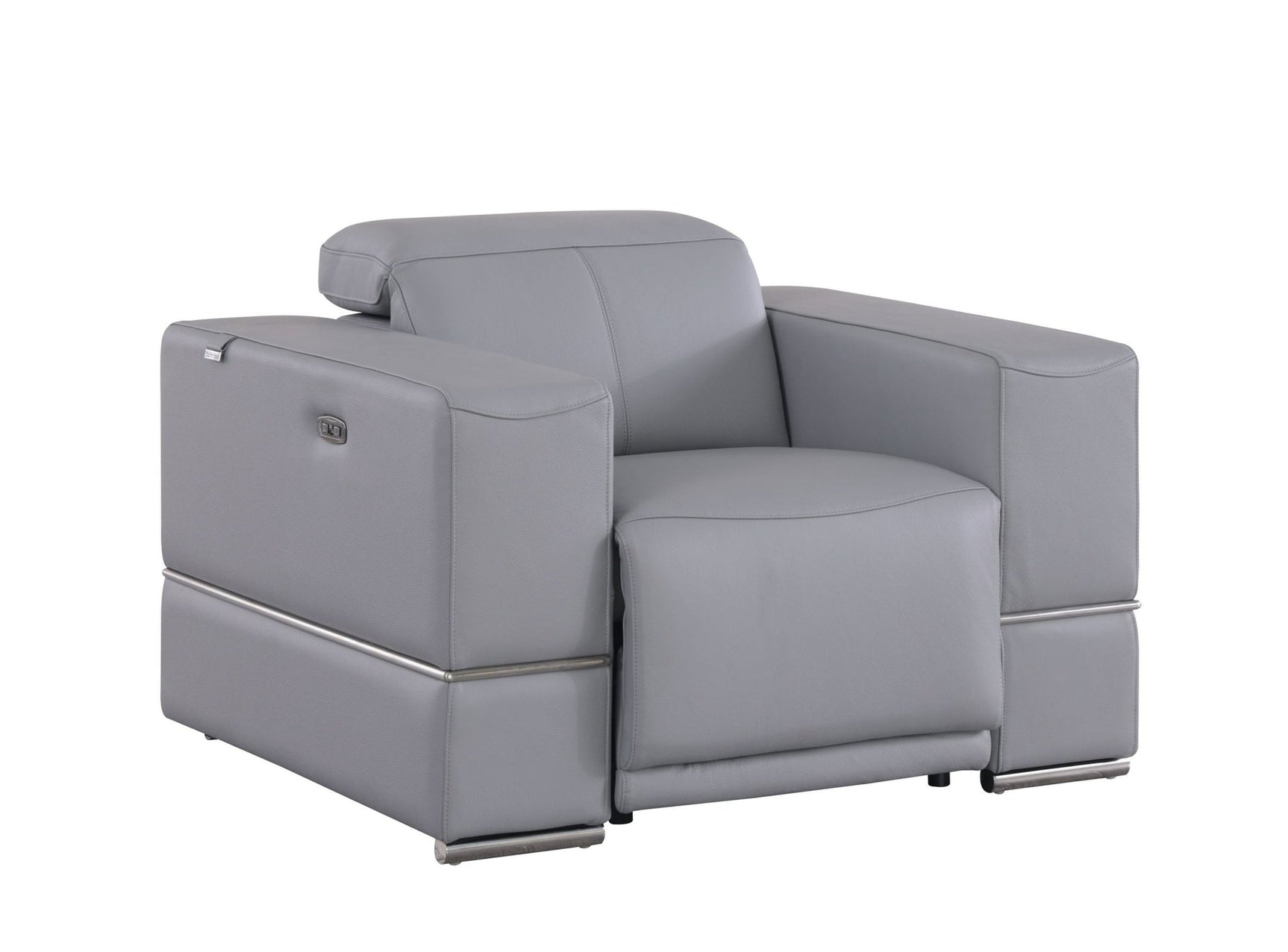 Franco Light Blue Leather Reclining Set
