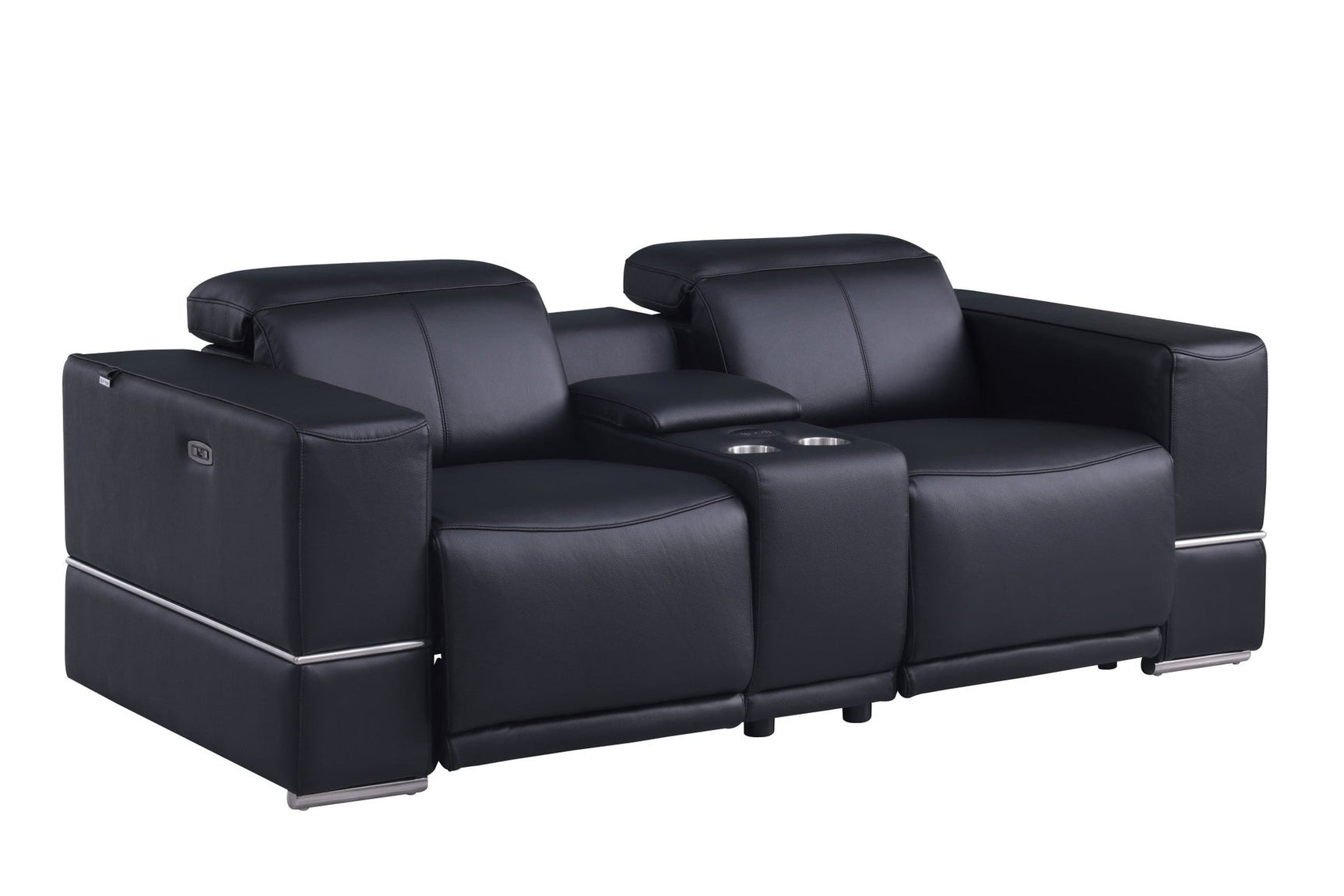 Franco Black Leather Reclining Set