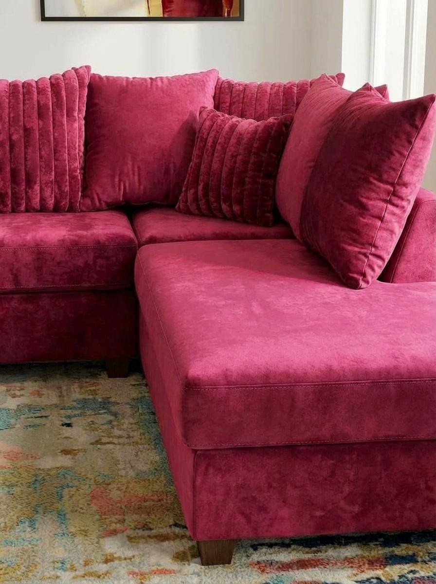 Kora Fuchsia Fabric 2-Piece Sectional Sofa with Chaise view 2