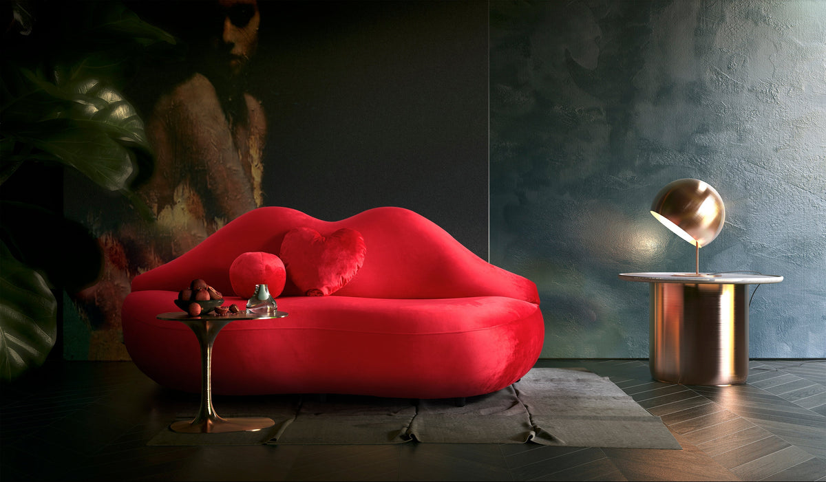 Audrey Red Velvet Loveseat 81"