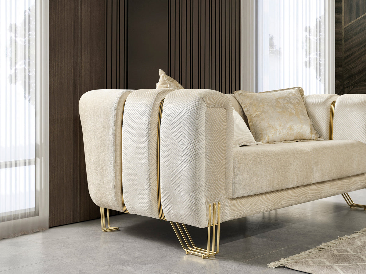 Ella Ivory Velvet Sofa