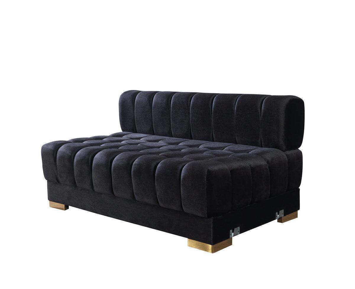 Mia Black Velvet Double Chaise 138" Sectional