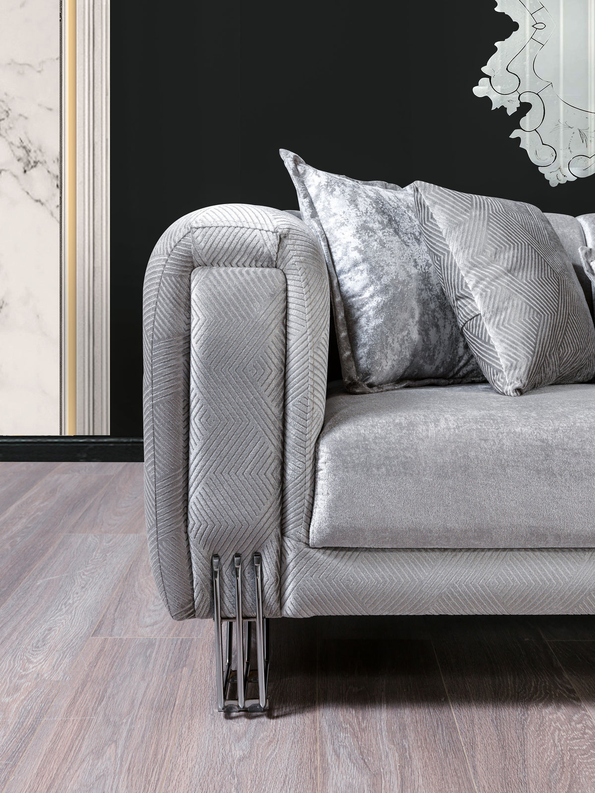 Ella Silver Velvet Loveseat