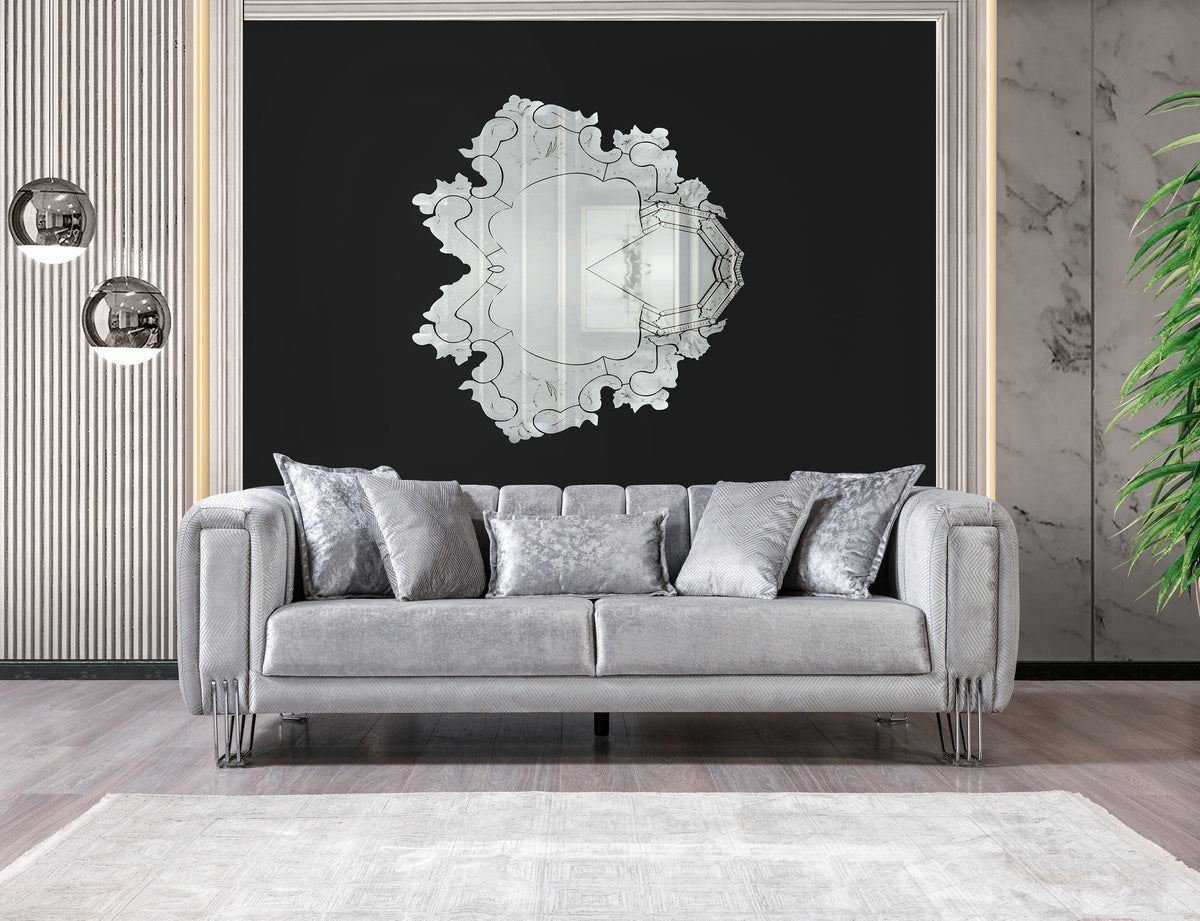 Santana Silver Velvet Sofa from Ella Furniture