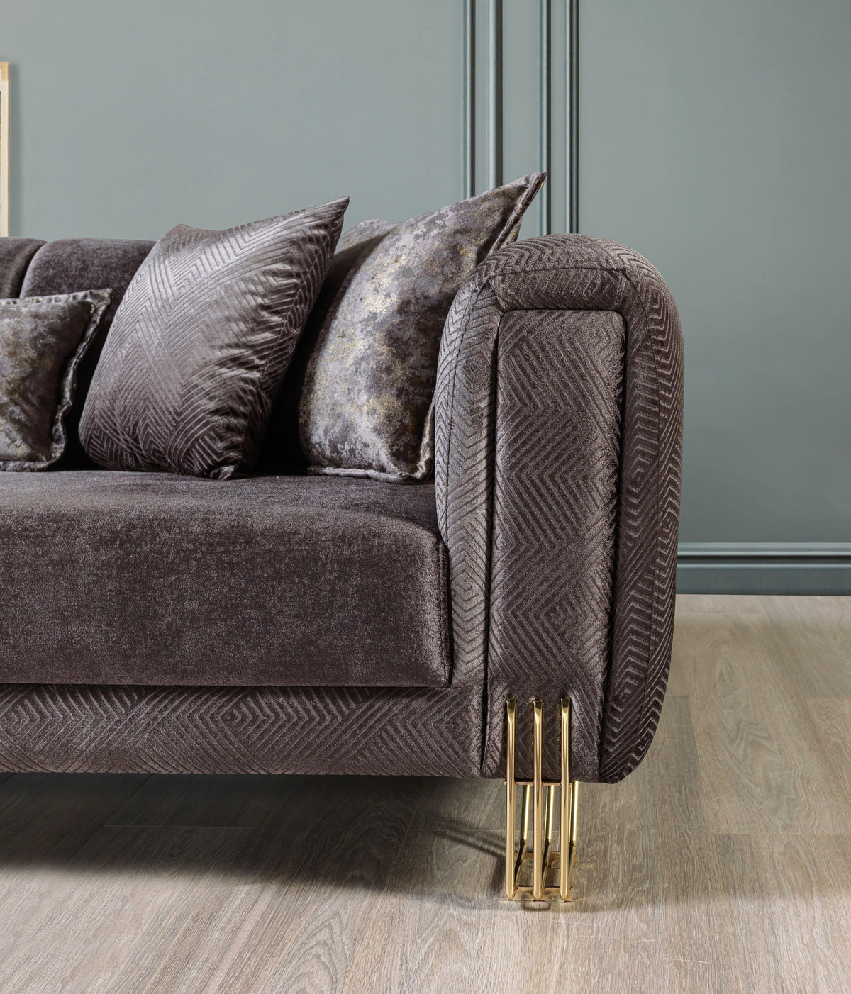 Santana Smoke Velvet Sofa view 8