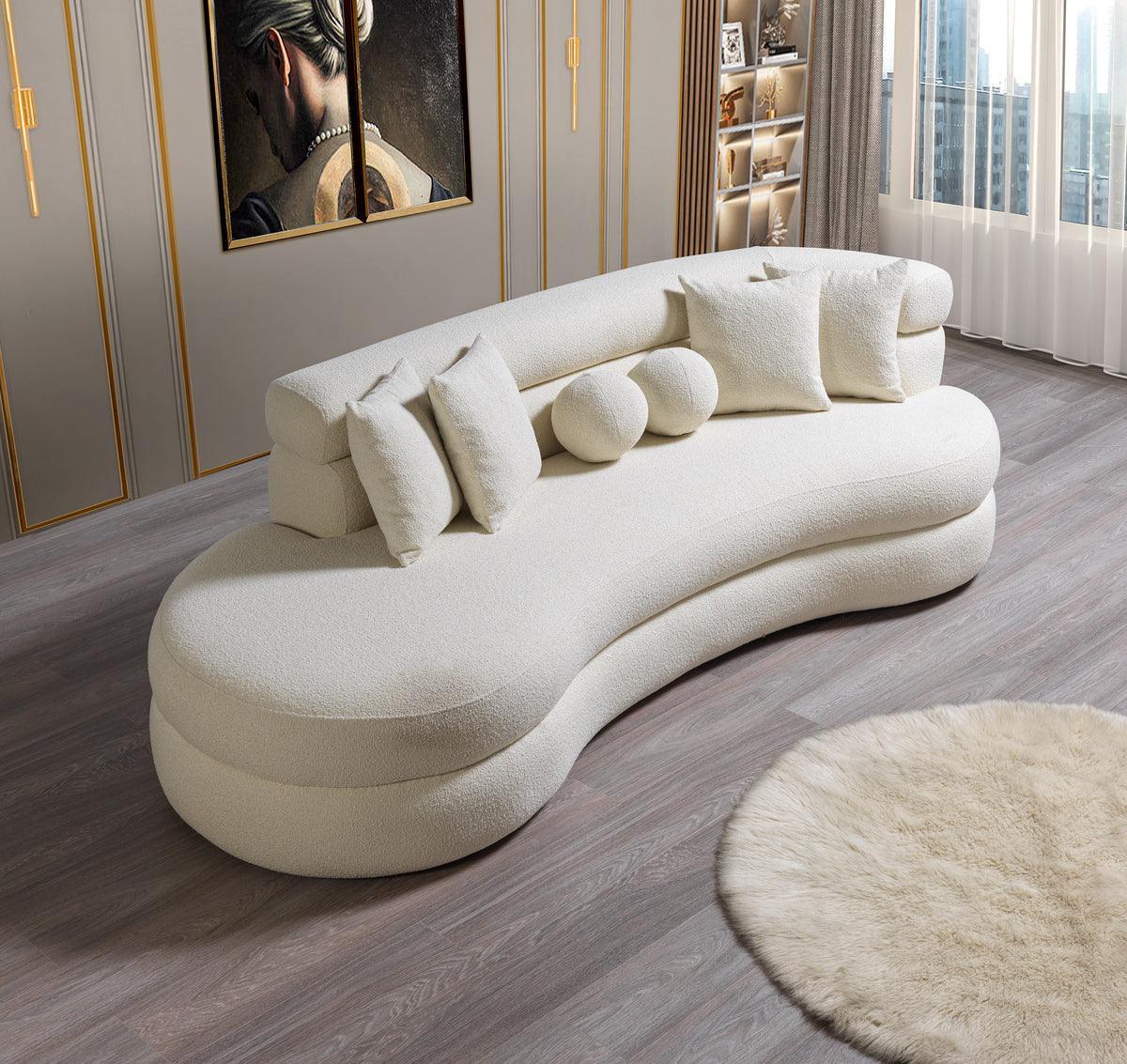 Sandy Ivory Boucle Chaise Lounge - Ella Furniture