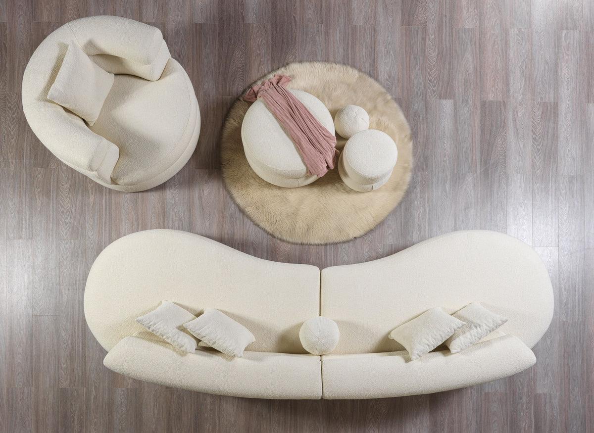 Sandy Ivory Boucle Curved Sectional - Ella Furniture