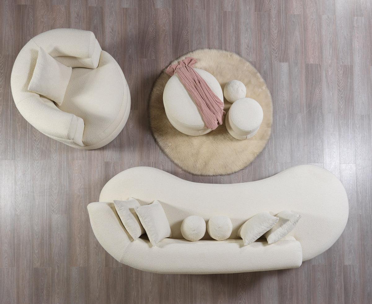 Sandy Ivory Boucle Chaise Lounge - Ella Furniture