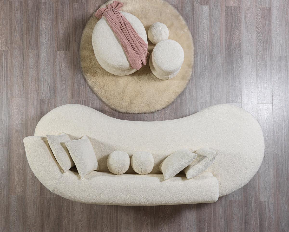 Sandy Ivory Boucle Chaise Lounge - Ella Furniture