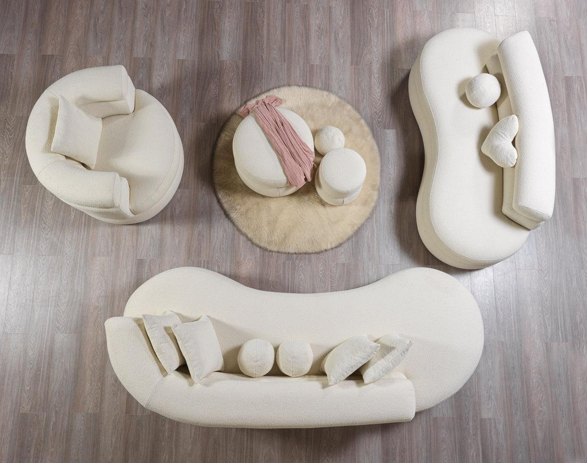 Sandy Ivory Boucle Chaise Lounge - Ella Furniture