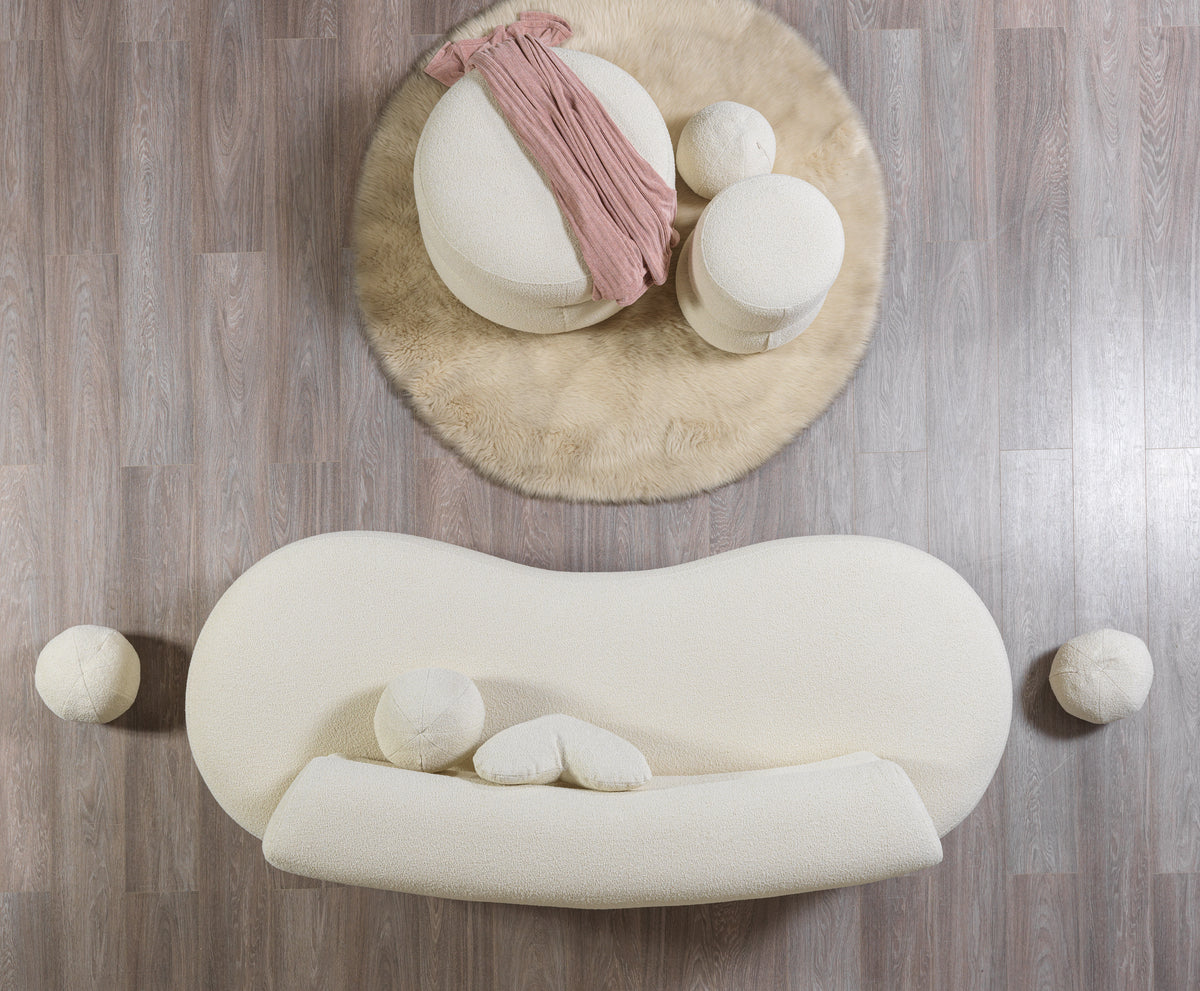 Sandy Ivory Boucle Loveseat