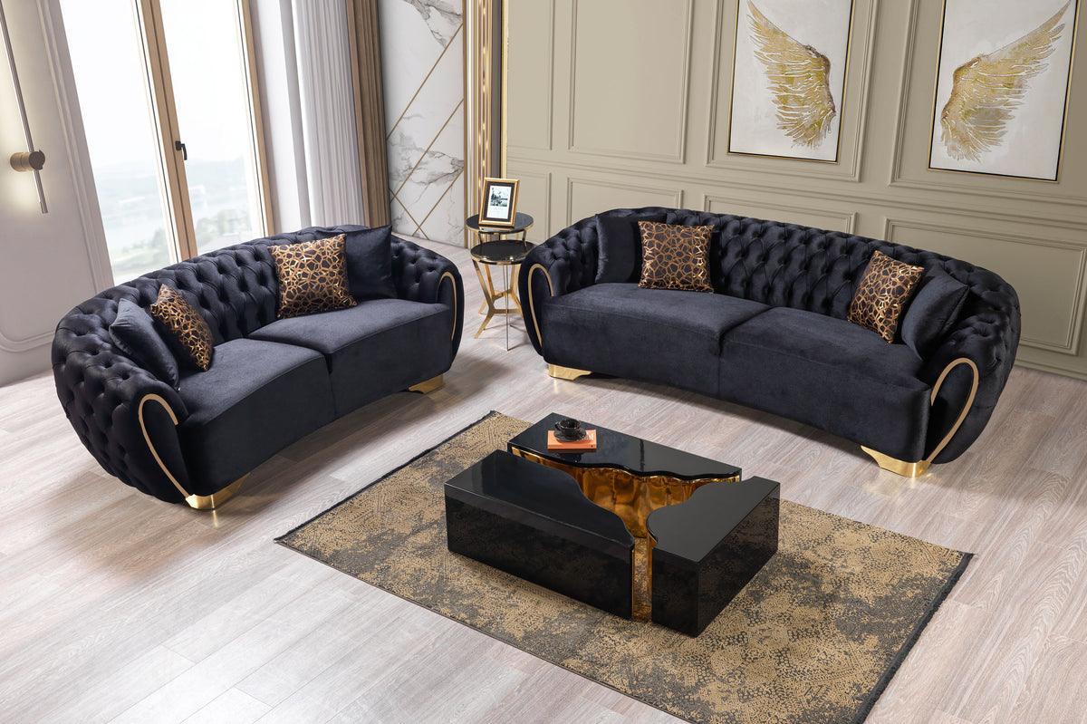Leah Wood Black/gold 3-Piece Coffee Table - Ella Furniture